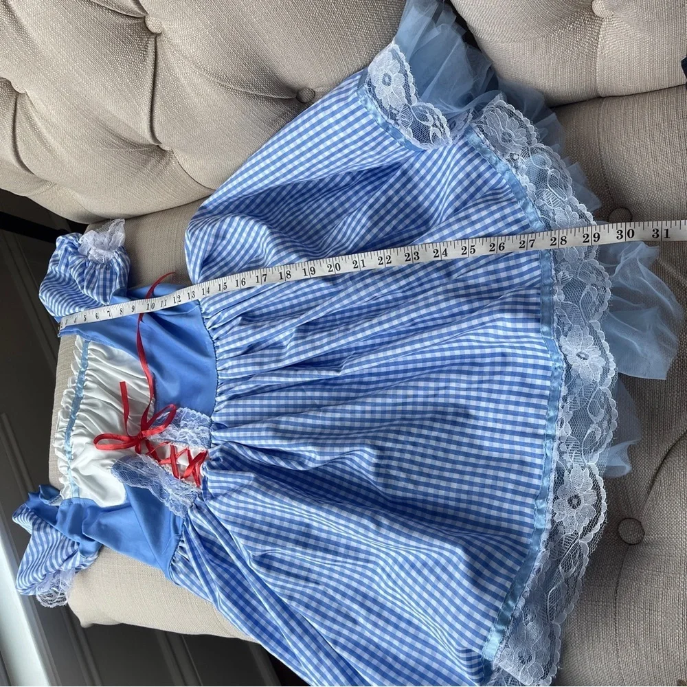 Wizard of Oz Dorothy costume dress blue white gingham lace accents Women’s Small